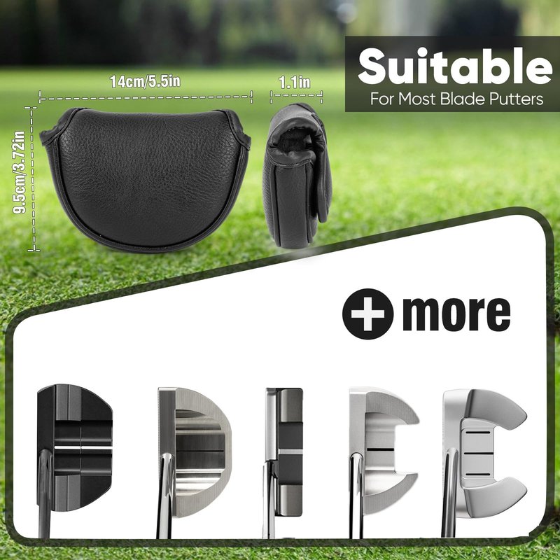 brdejc Golf Putter Cover Leather Small Mid-Size Center Shafted Mallet Putter Cover Headcover Cover Golf Club Covers Magnetic Closure for Most Brand Center Shafted Putter (for Center Shafted Mallet)