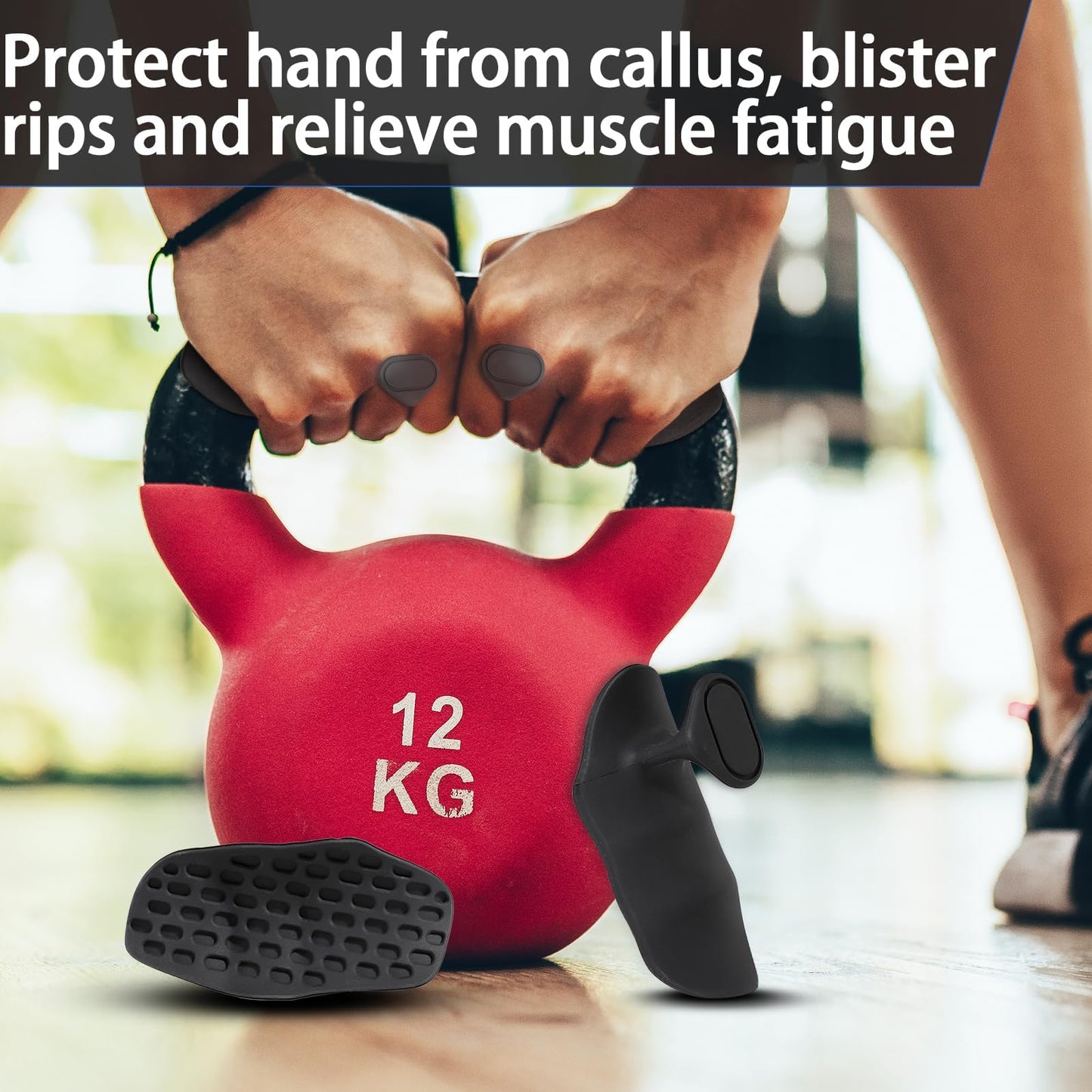 ourgle Anti-Slip Workout Grips - Ergonomic Rubber Hand Protector Gloves for Weight Lifting, Pull-Ups, Gym Training and Exercise, for Men and Women