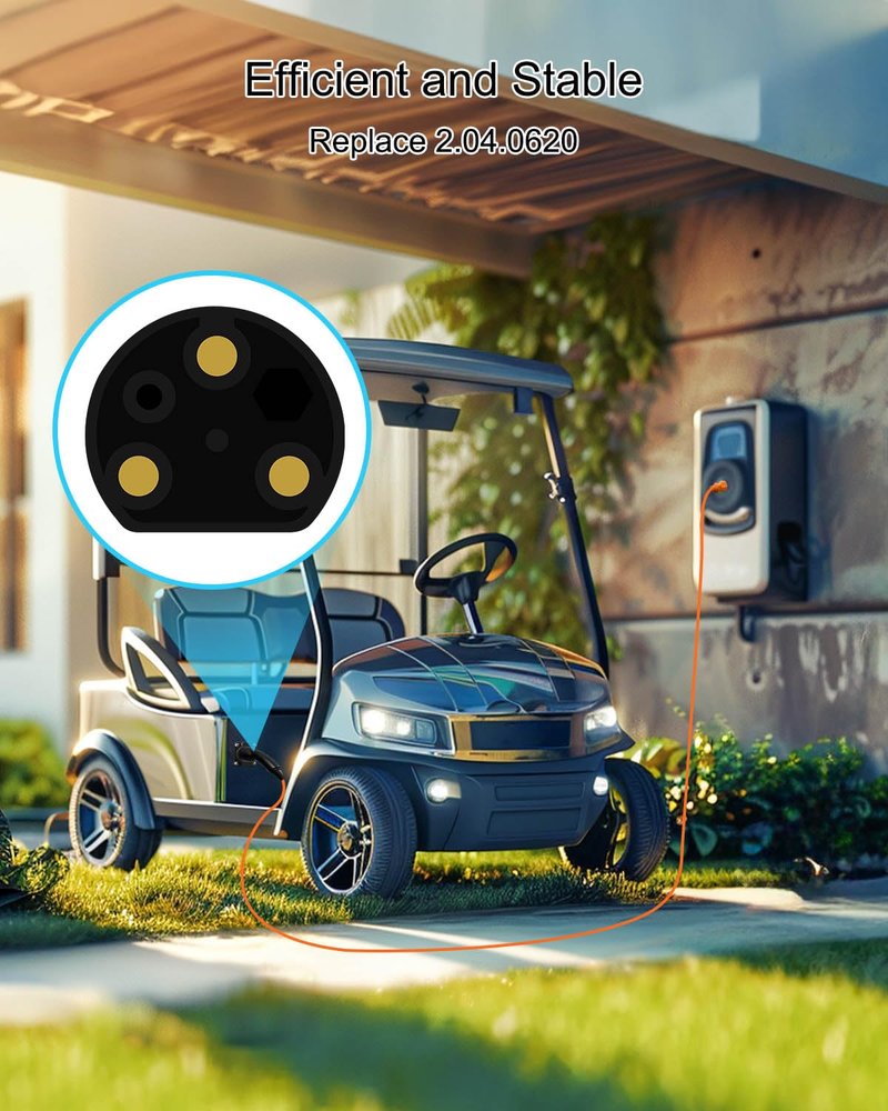 Charging Power Cord Assembly Fits for Evolution EV ICON EV Models Replaces 2.04.0620, 120V Golf Cart Charger Power Cord