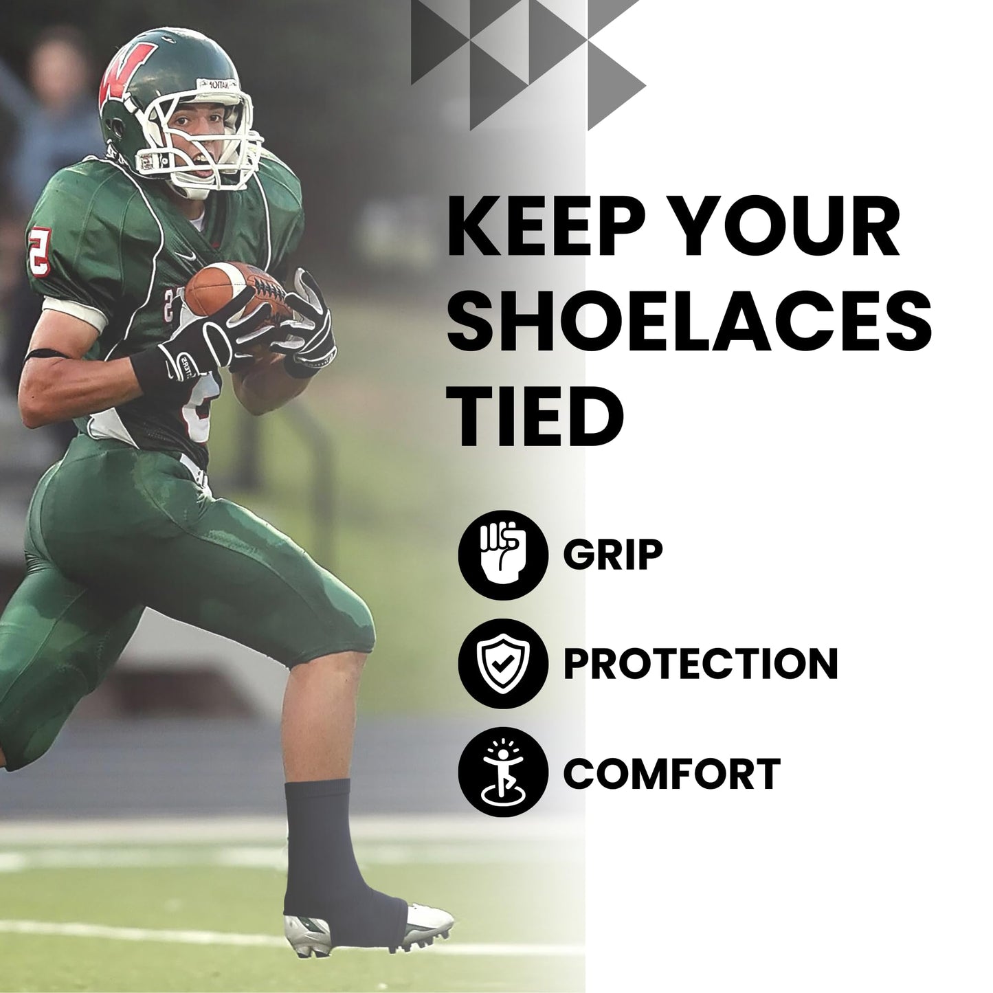 Pure Athlete Football Spats - Cleat Covers and Lace Band Sleeves for Turf Sports, Soccer, Cycling, Lacrosse, Drip Made for WR and Youth Players, Keeps Your Laces Tied (White, M)