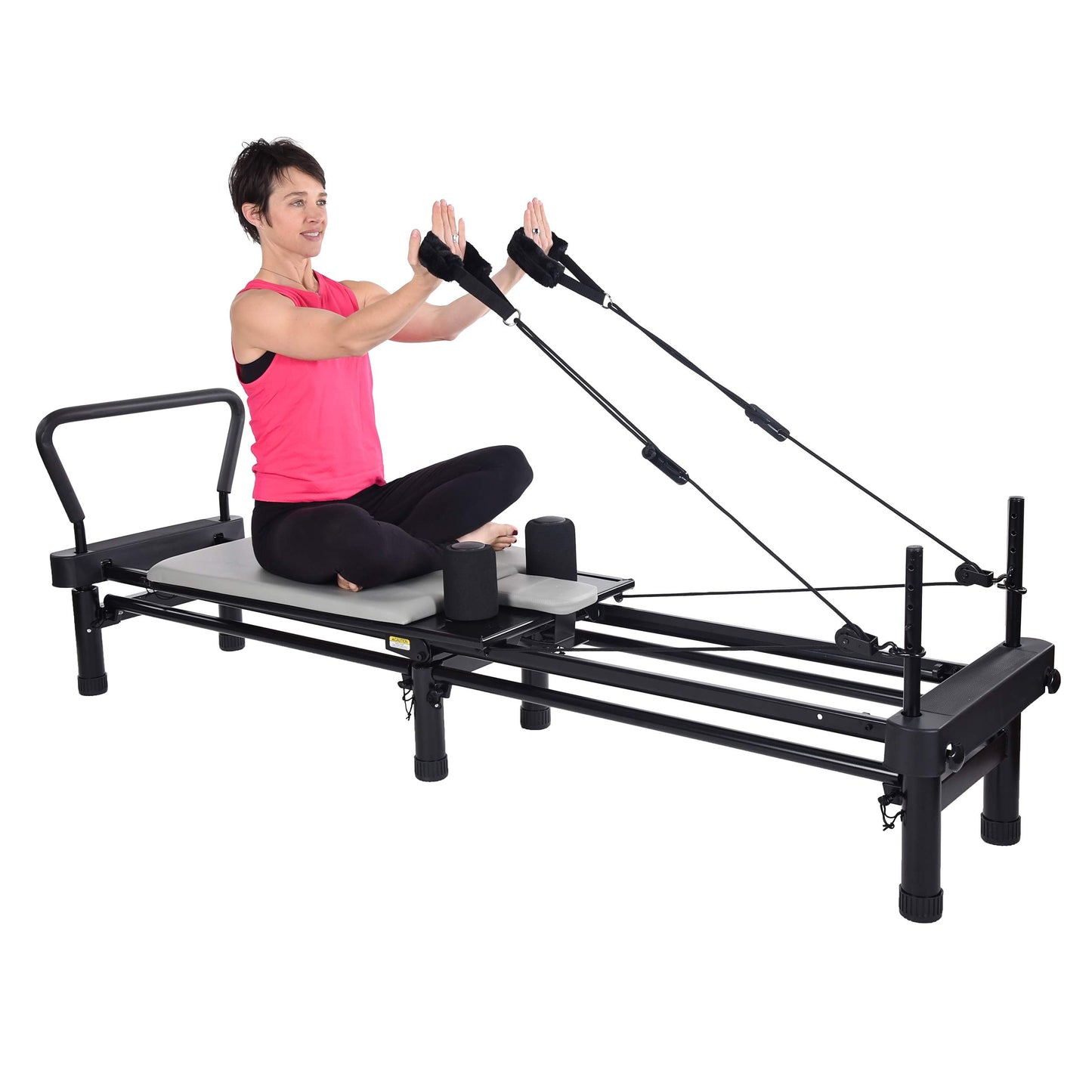 AeroPilates Portable Premier Studio 700 Reformer for Strength Exercise Training with Cardio Rebounder and Foldable Frame, Gray