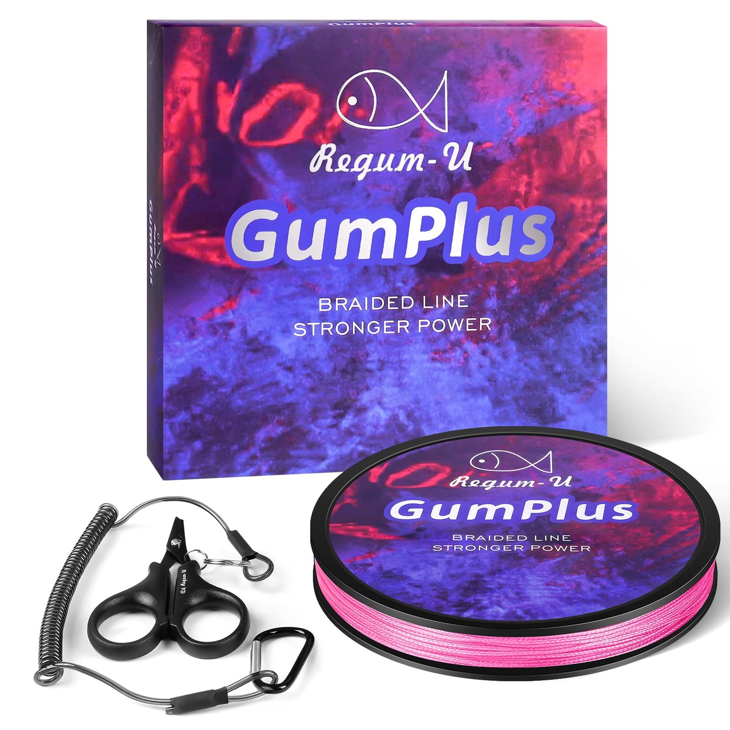 Regum-U GumMAX 150 Yards/50 LB 8X Braided Fishing Line Abrasion Resistant Superline Zero Stretch & Smaller Diameter Confuse & Never Fade in Saltwater and Freshwater (Pink,50LB-150yards)
