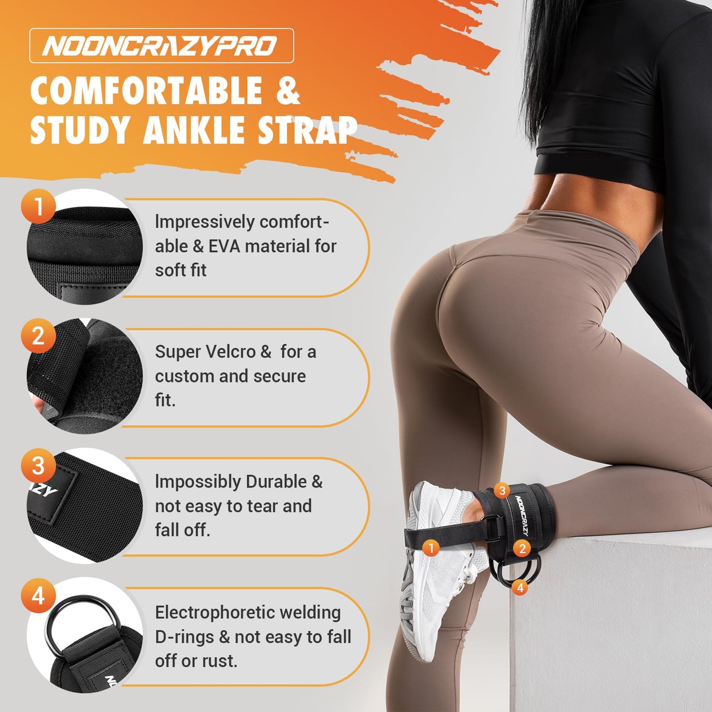 Ankle Strap for Cable Machine Women, Adjustable Gym Cable Ankle Straps for Kickbacks, Glute Workouts, Leg Extensions, Curls, Booty Hip Abductors, Ankle Cuff for Cable Machine Accessories(Black)