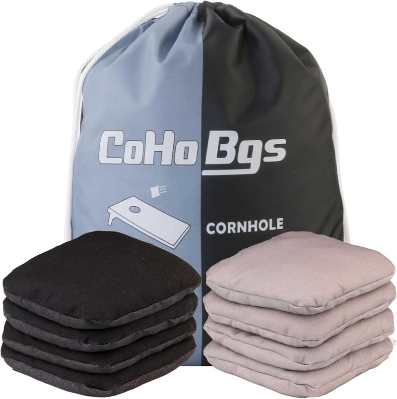 Professional Cornhole Bags Set of 8 - Dual-Sided Slick & Stick Resin-Filled Suede & Duck Canvas | Includes Carry Case