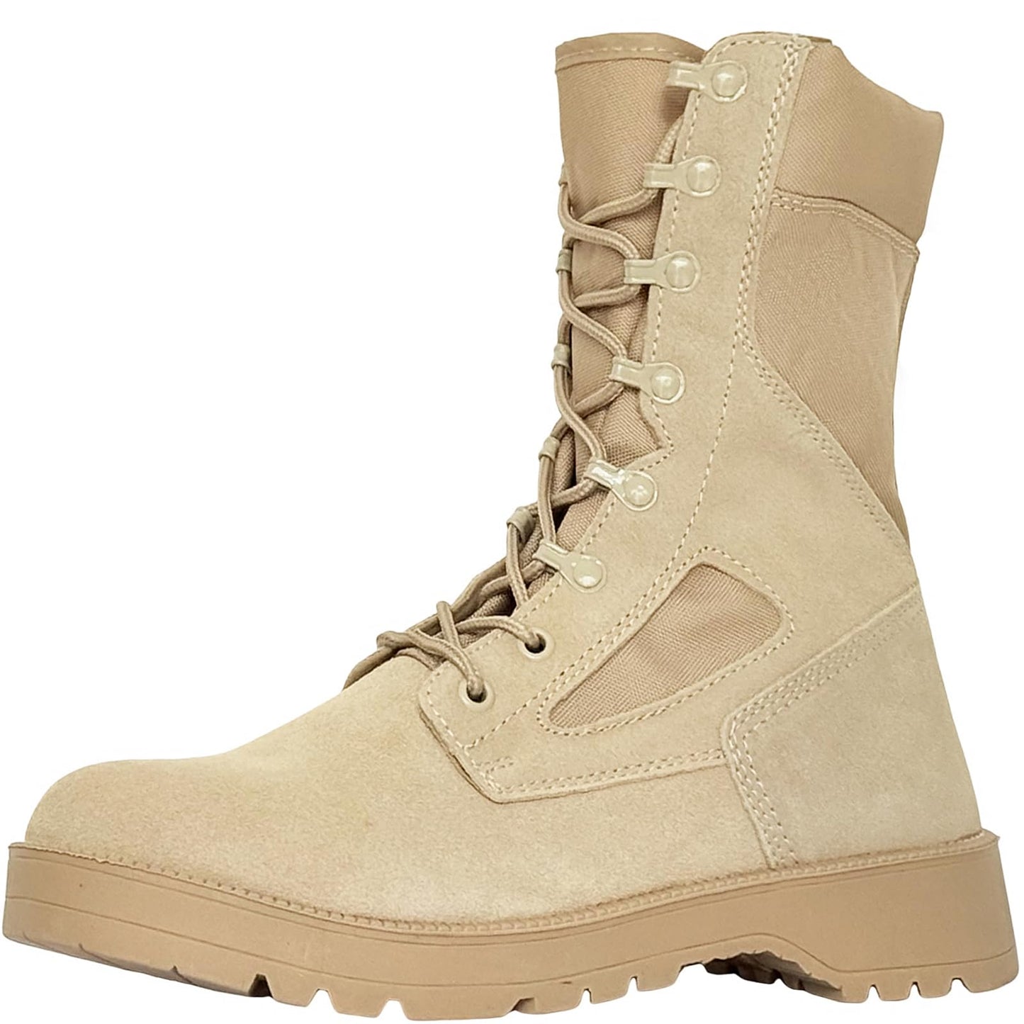 LAHORS Mens Military Tactical Boots Man Lace Up Hiking Work Army Boots Outdoor Men Combat Shoes (Sand, US, Adult, Men, 8, Numeric, US Footwear Size System, Medium)
