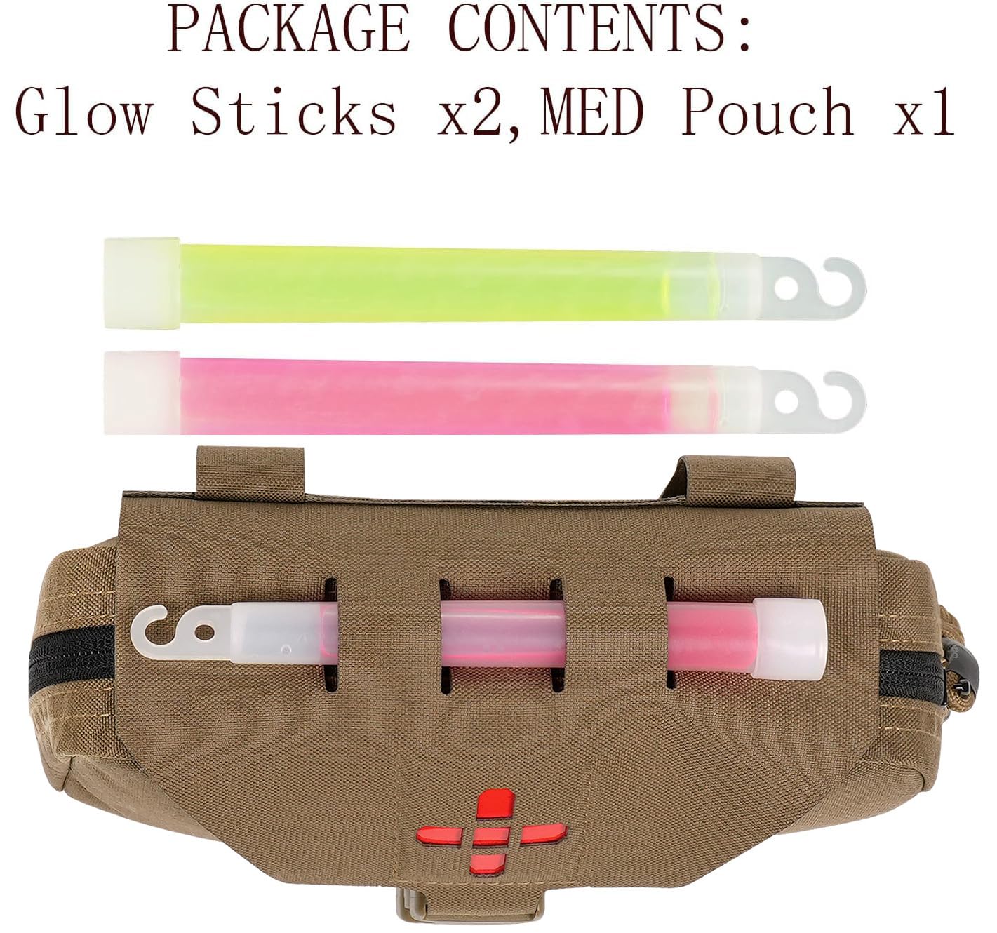 Lonloke Ifak Pouch-Rapid Deployment Tactical MOLLE Trauma Kit Pouches, Quick Release Tear-Off Medical First Aid Kit Organiser with Red Immediate Identify for Emergency Surviva. (CB+Glow Sticks)