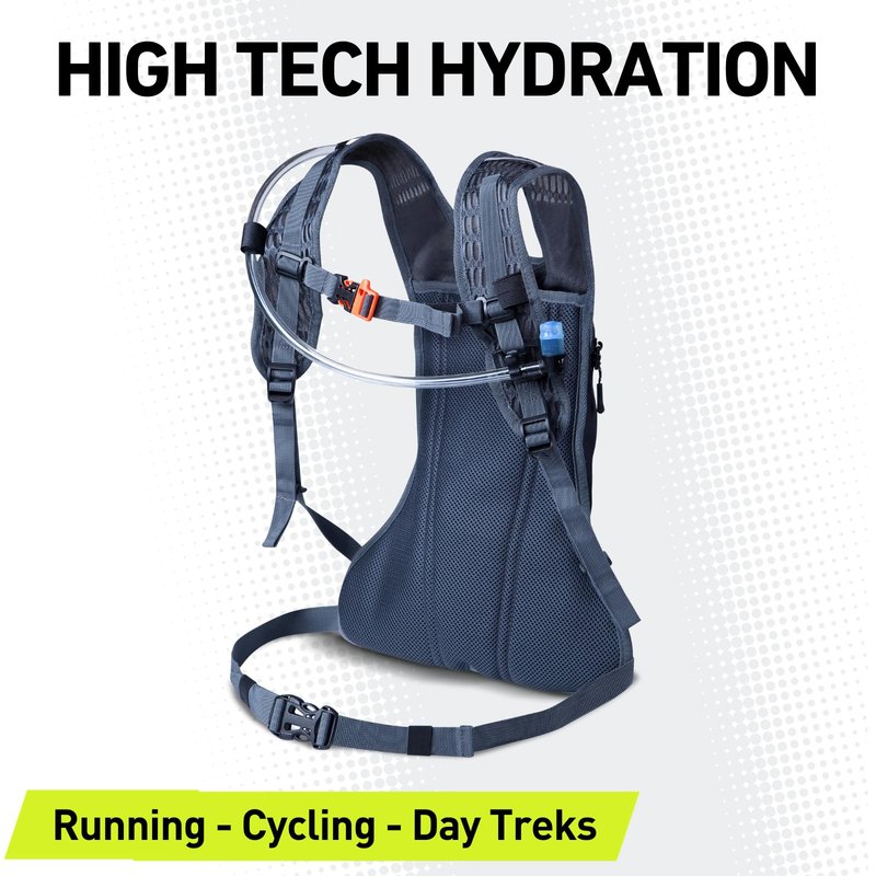 Vibrelli Hydration Pack & 2L Hydration Water Bladder - High Flow Bite Valve - Hydration Backpack with Storage - Lightweight Running Backpack, Also for Cycling, Hiking, Ski, Snow for Men, Women & Kids