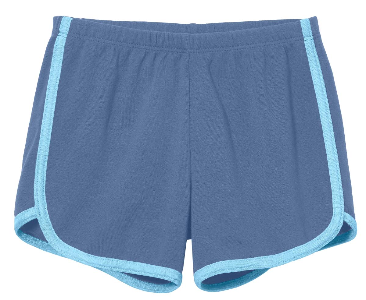 City Threads Girls Running Workout Shorts Yoga Sport Fitness Short Retro Dolphin Short Summer Lounge Gym Play Beach Park SPD Clothing, Denim Blue/Bright Light Blue Trim, 5