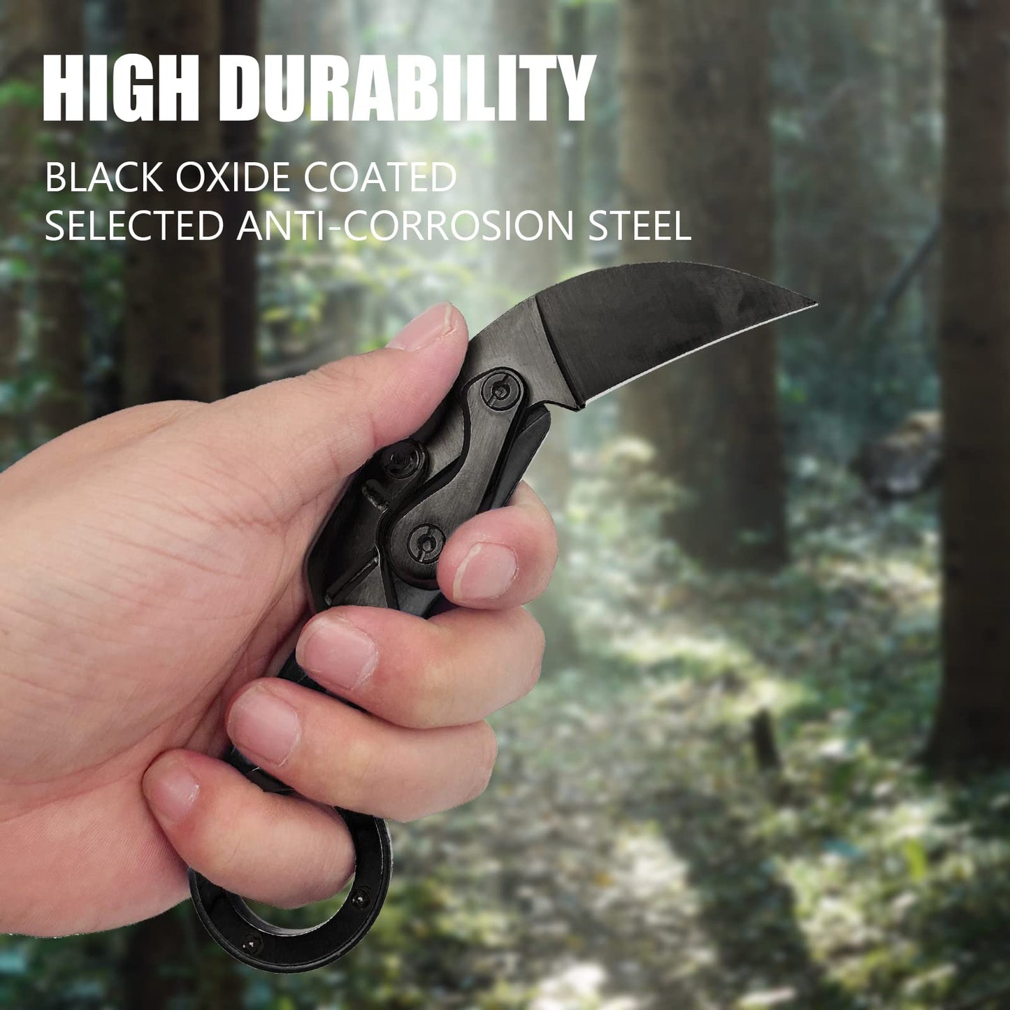 Ismosm Outdoor Mini Camping Stainless Handle Survival Knife Multifunction Outdoor Tactical Rescue Tools Folding Hunting (new claw knife black)