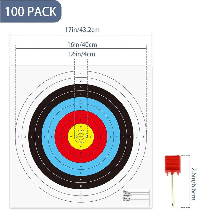 Morrell ASA Round Paper Shooting Targets - 17x17 Inch, Wood-Free Paper, 100 Count for Indoor Archery