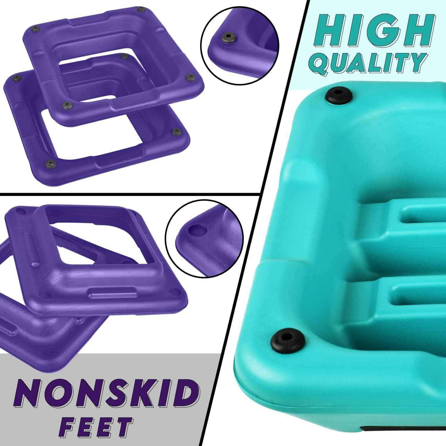 Yes4All 16"x16" Height-Adjustable High Step Aerobic Platform with 4 Risers for Home Gym Exercise Fitness Workout, Cardio and Jumping (Teal Purple)
