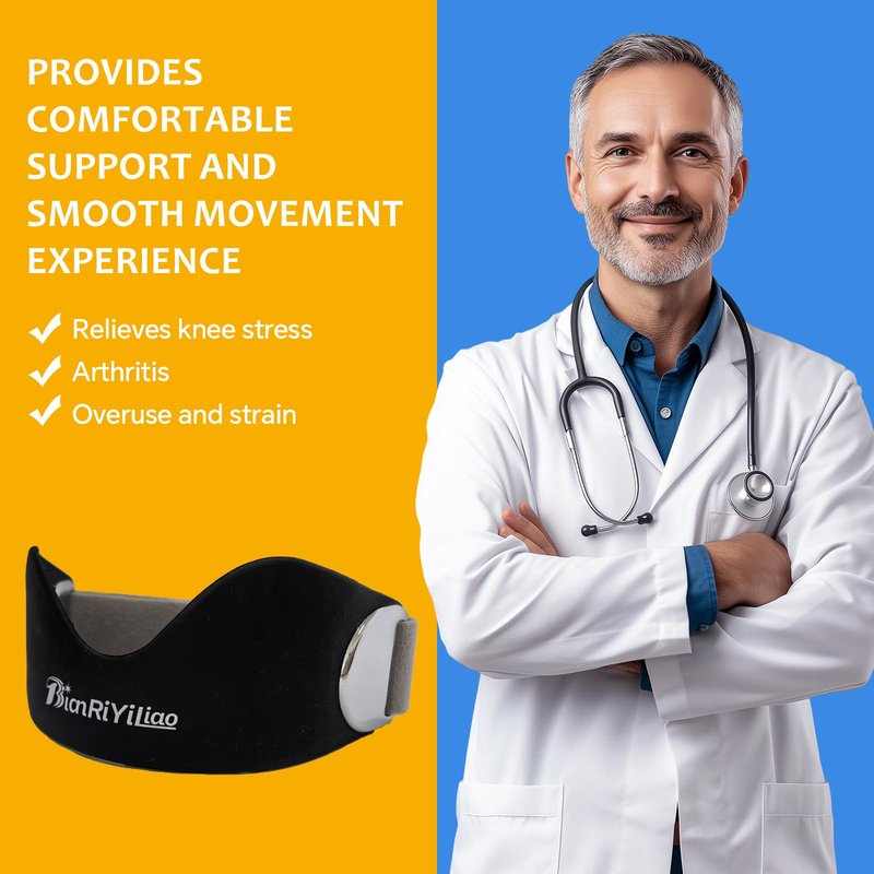 BianRiYiLiao Silicone Patellar Tendon Support Strap 2-Pack, Adjustable Non-Slip Patella Knee Strap Brace for Running, Hiking, Basketball, Jumpers Knee, Tendonitis, Squats - Black