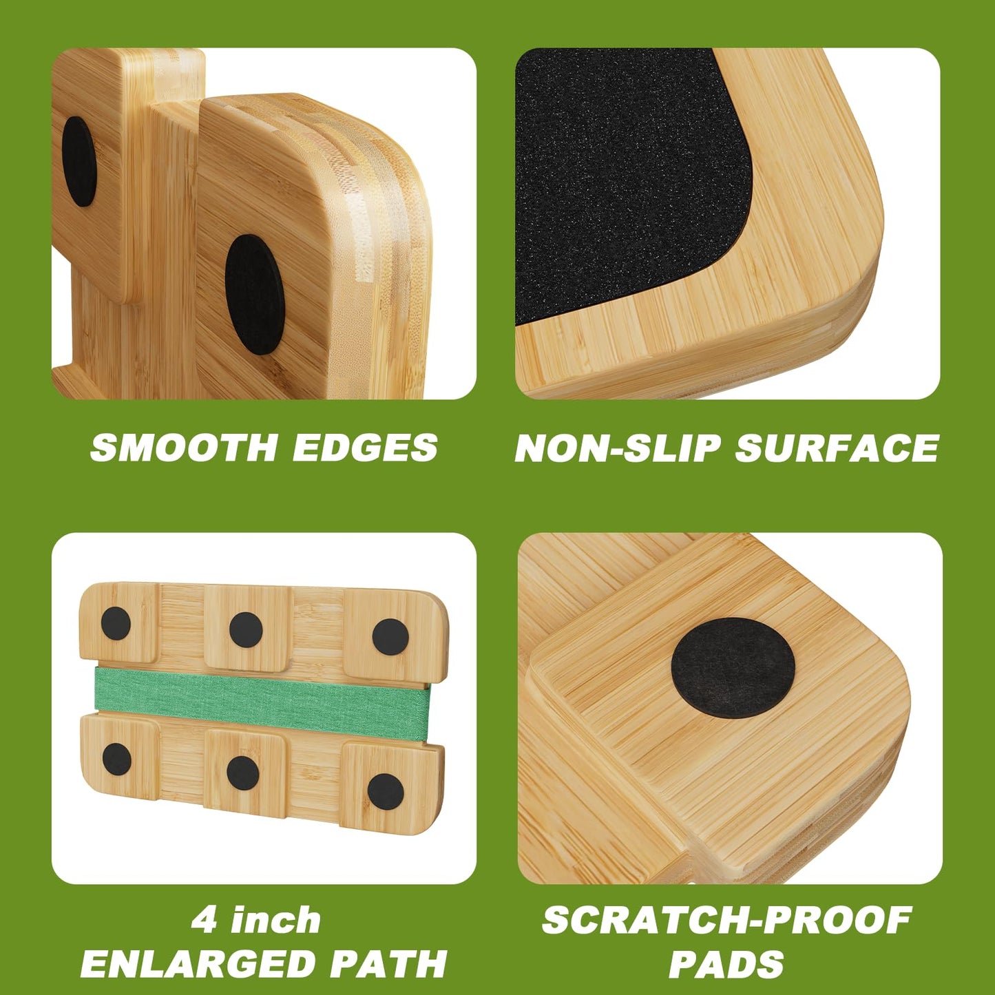 MUCITAGF Bamboo Resistance Band Foot Plate, Non-Slip Workout Platform