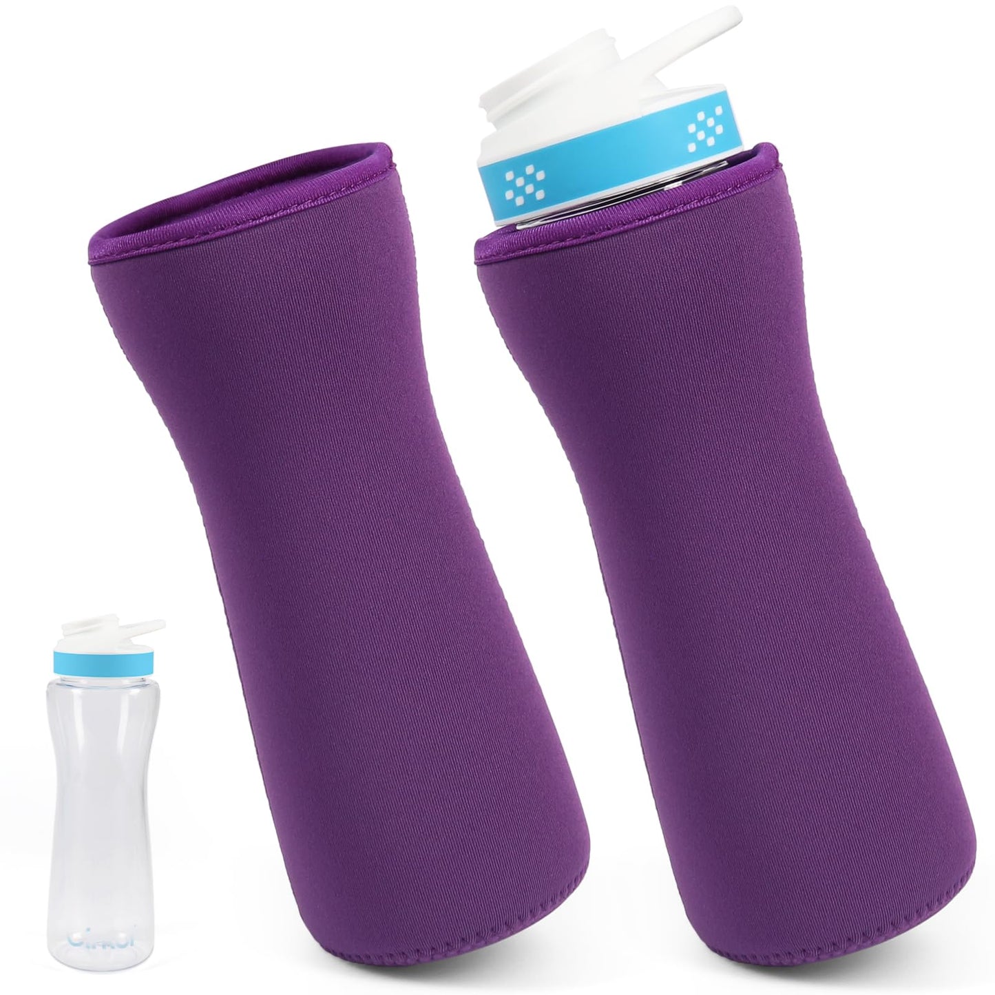 2PCS Sleeve for Cirkul Water Bottle 22 oz,Water Bottle Sleeve for Cirkul Plastic & Stainless Steel Bottle,Neoprene Insulated Water Bottle Cover for Retaining Temperature (Purple)