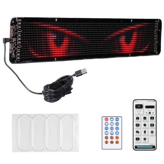KEMIMOTO Flexible LED Digital Display Screen, Programmable Eye Light for Car Windshield with Remote & App Control, Portable LED Sign for Golf Carts, Festivals, Bars, Home Decorations, Sports Events