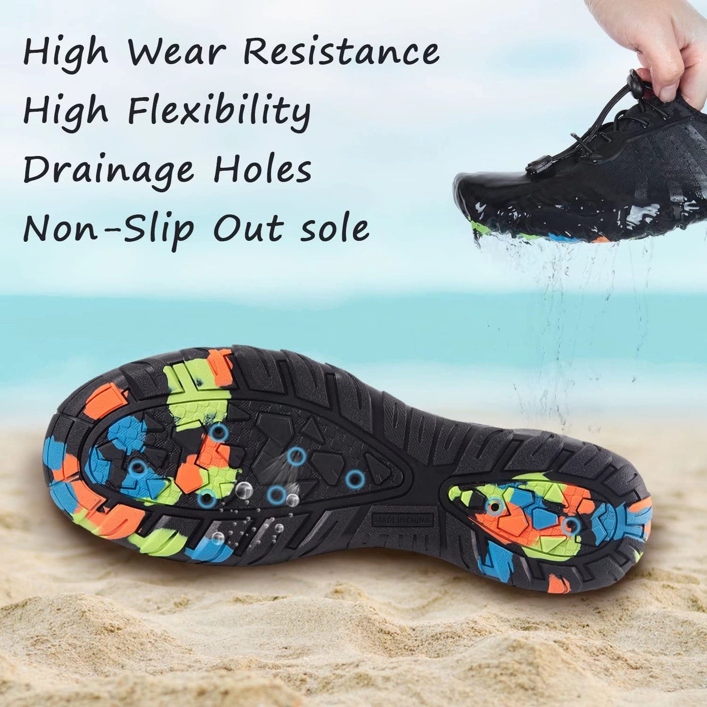 YALOX Water Shoes Men's Women's Swim Shoes Outdoor Beach Barefoot Quick-Dry Aqua Pool Socks Swimming Yoga Surfing Exercise(927Grey,42EU)