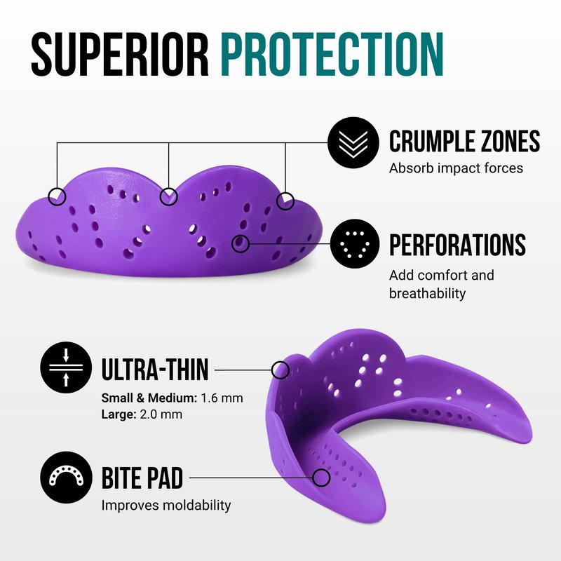 SISU Aero Medium Mouthguard, Purple Punch - 30% Stronger Protection for Lacrosse, Football, Hockey, Roller Derby, Team Sports - Remoldable Up to 20 Times - Ultra Slim - Works for Braces - Non Toxic