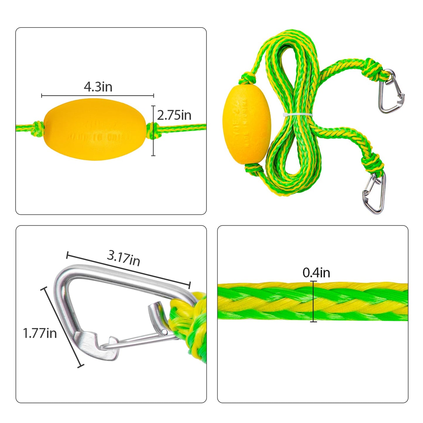 Botepon Jetski Tow Rope and Anchor Line – 40FT Floating Towing Rope for Jet Ski Rescue, PWC Recovery, and Anchor Lines for Bass Boats, Jon Boat, PWC, Seadoo – 2200 lbs Break Strength