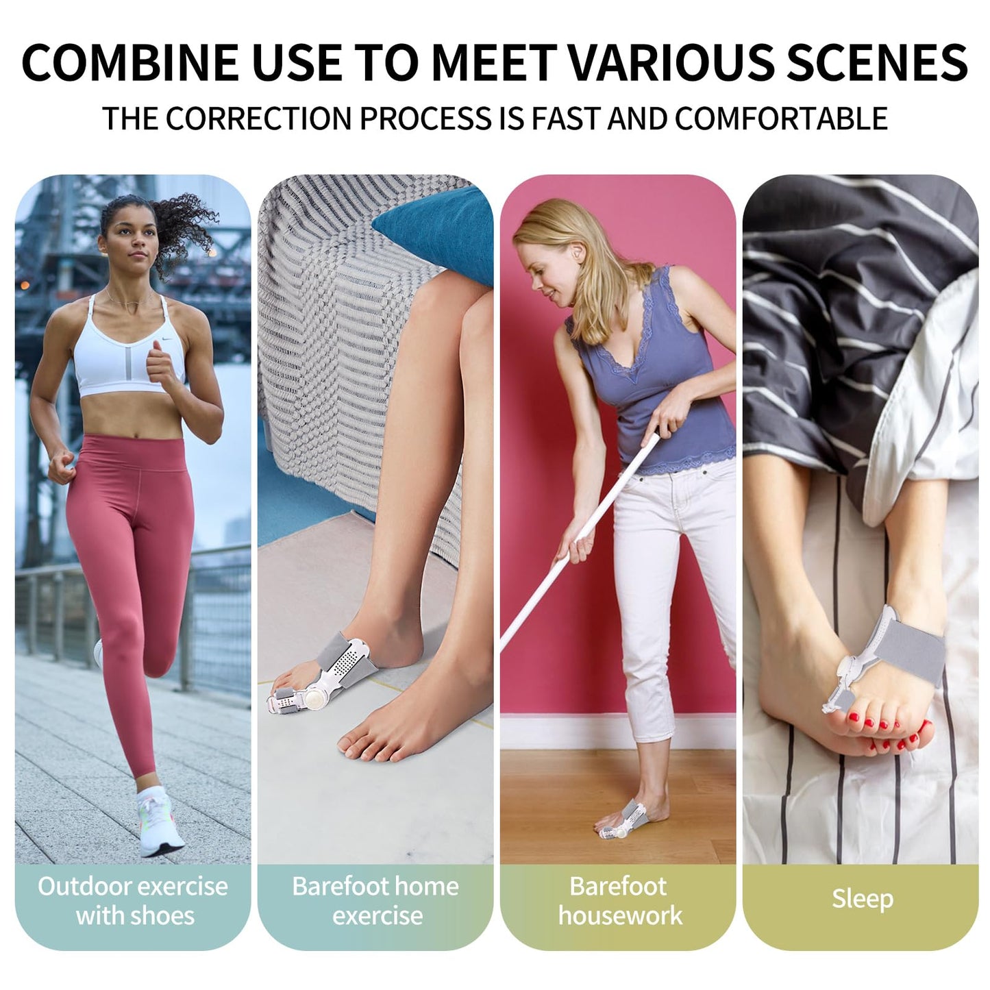Erouevnket Bunion Corrector for Women & Men ：2-in-1 Adjustable Big Toe Relief Bunion Splints Hammer Toe Straightener，Comfortable, Effective Double Correction，1 set