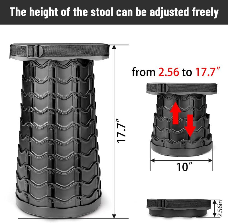 Fishboy Upgraded Collapsible Stool, 400lbs Max Weight, Lightweight But Sturdy, Portable Retractable Folding Telescoping Foldable Camping Stool for Adults Outdoor Fishing Hiking BBQ