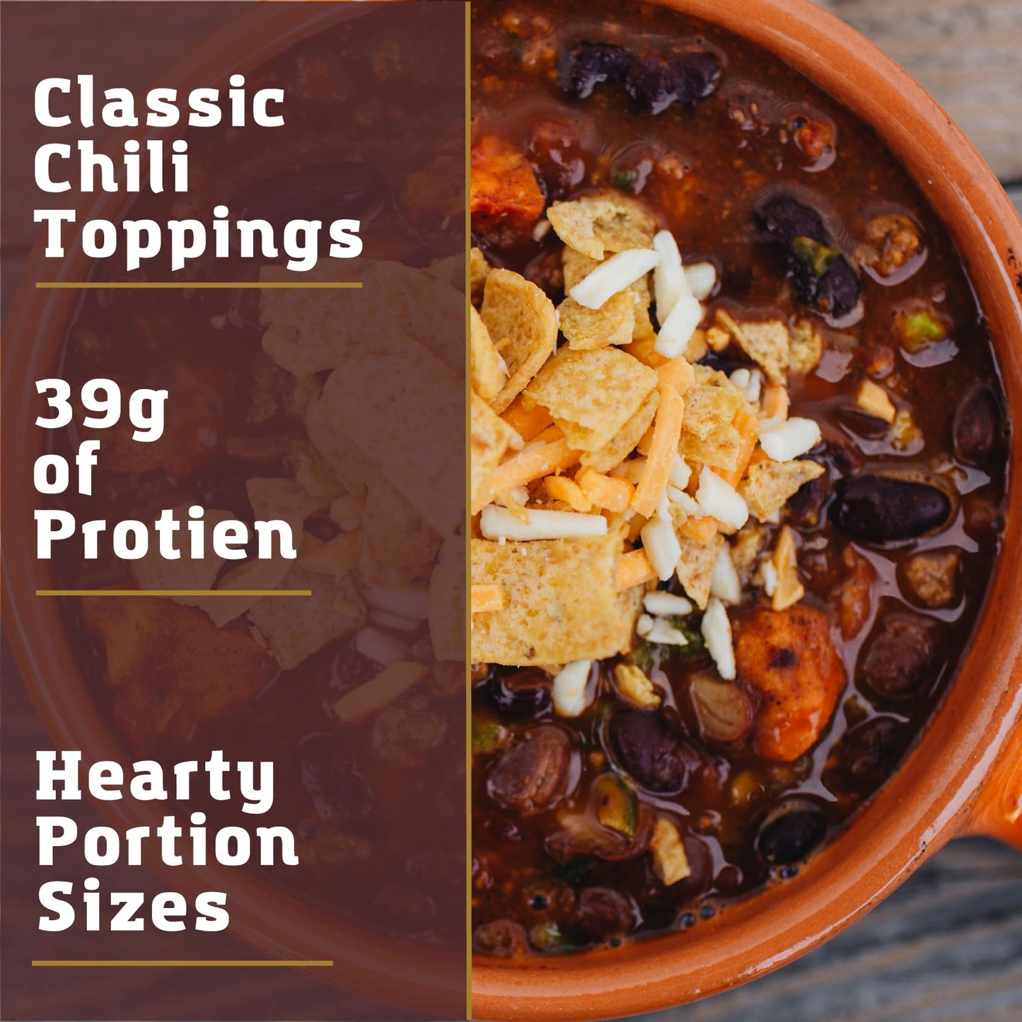 Packit Gourmet Texas State Fair Chili | Premium Freeze Dried Backpacking & Camping Food | Large Portions | High Protein | Real Meat | Just Add Water Meal |All-Natural Ingredients | Made in Texas |Freeze-Dried and Dehydrated Foods