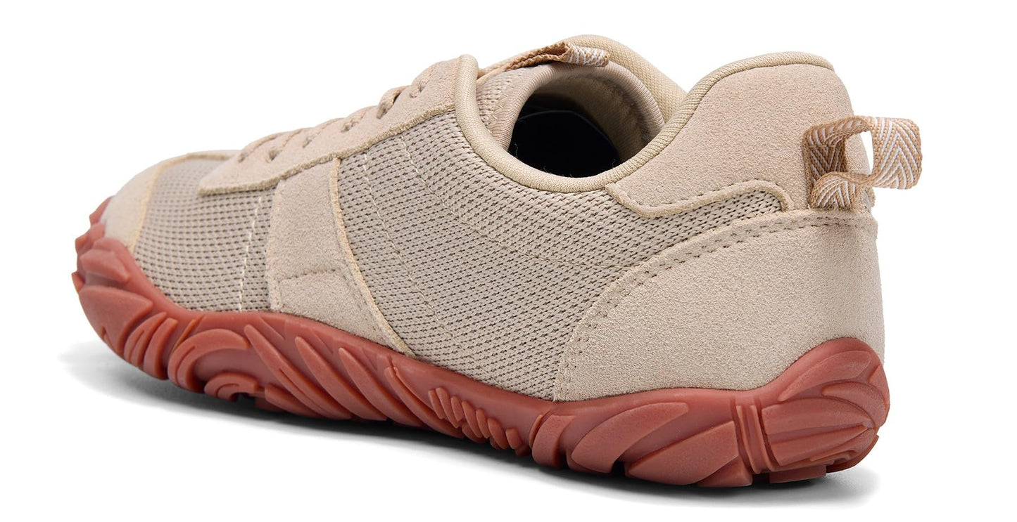 UBFEN Sneakers Barefoot Shoes for Womens Mens Minimalist Trail Running Hiking Comfortable Walking Light Brown Size US 7.5 Women/5.5 Men