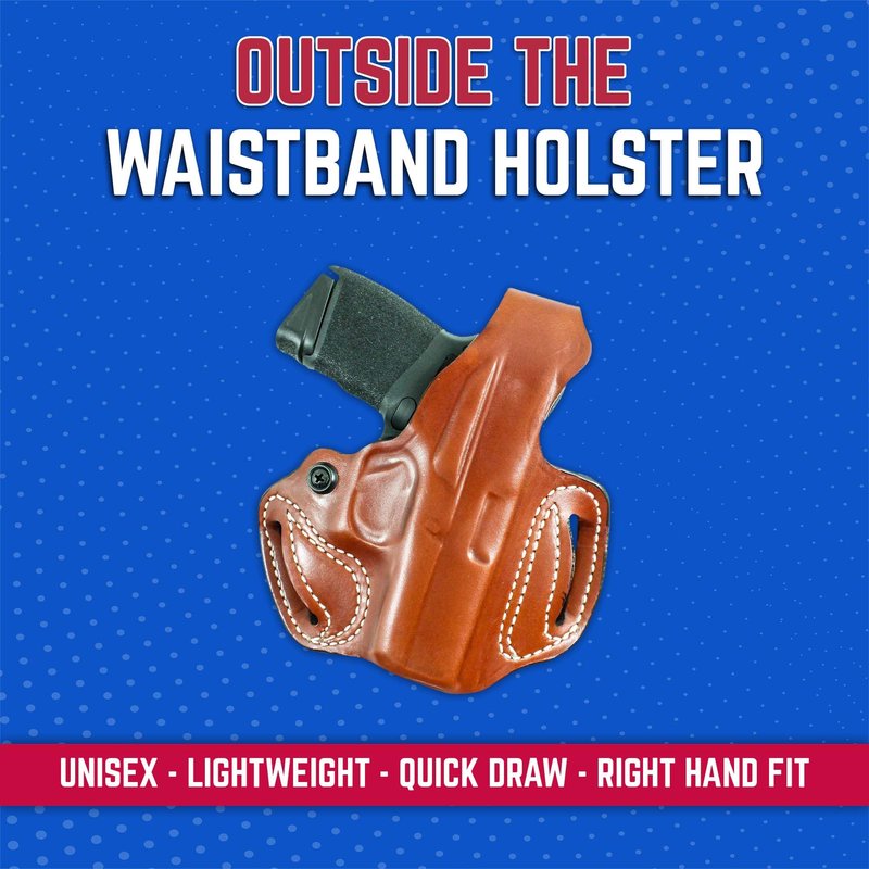 DeSantis Thumb Break Mini Slide OWB Holster - Leather Holster, Open Carry, Compatible with the Sig P365, P265 XL, P365 SAS, P365 XL w/ Romeo Zero, P365 X w/ Romeo Zero - Right Hand Draw, Tan