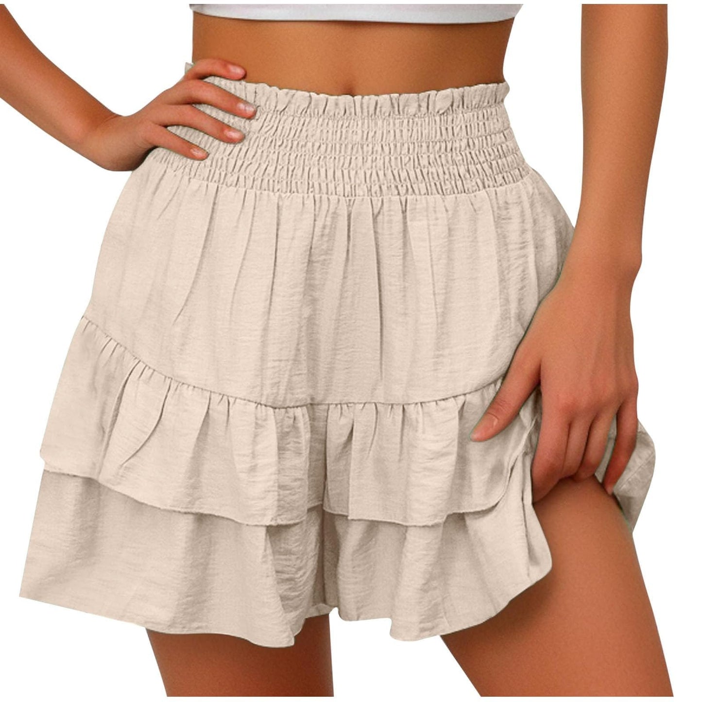 Generic Shorts for Women Trendy Summer Long Mini Skirt Lingerie for Naughty Women Womens Athletic Shorts with Biker Short Liner 5 inch Women's Shorts 9 inch Inseam Cotton Bikini Clearance Women Beige