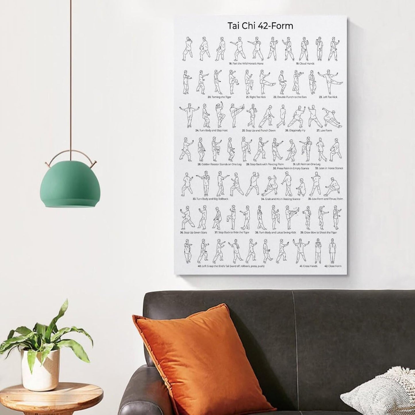 Tai Chi 42-Form Canvas Wall Art - Modern Bedroom Decor | Unframed 12x18 Inch Print
