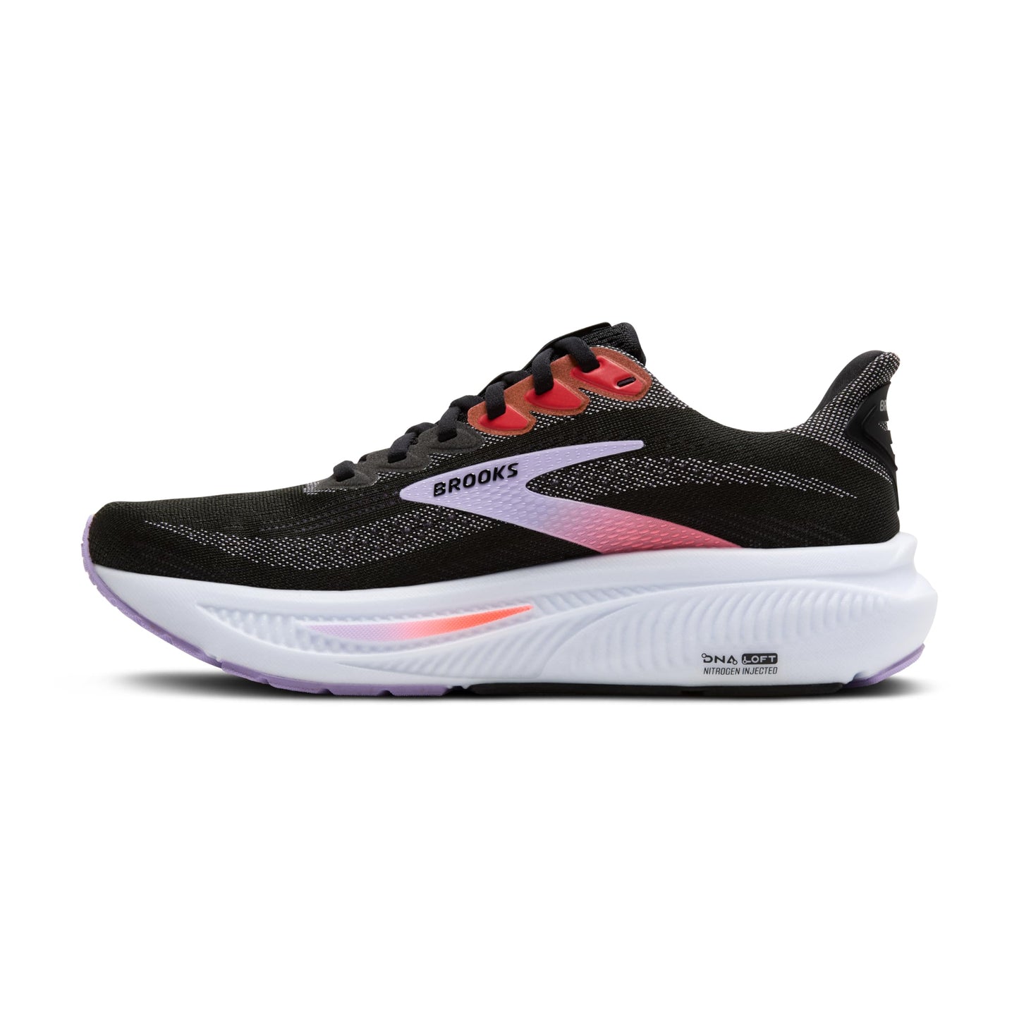 Brooks Women’s Ghost 17 Neutral Running Shoe - Black/Purple/Coral - 8 Medium