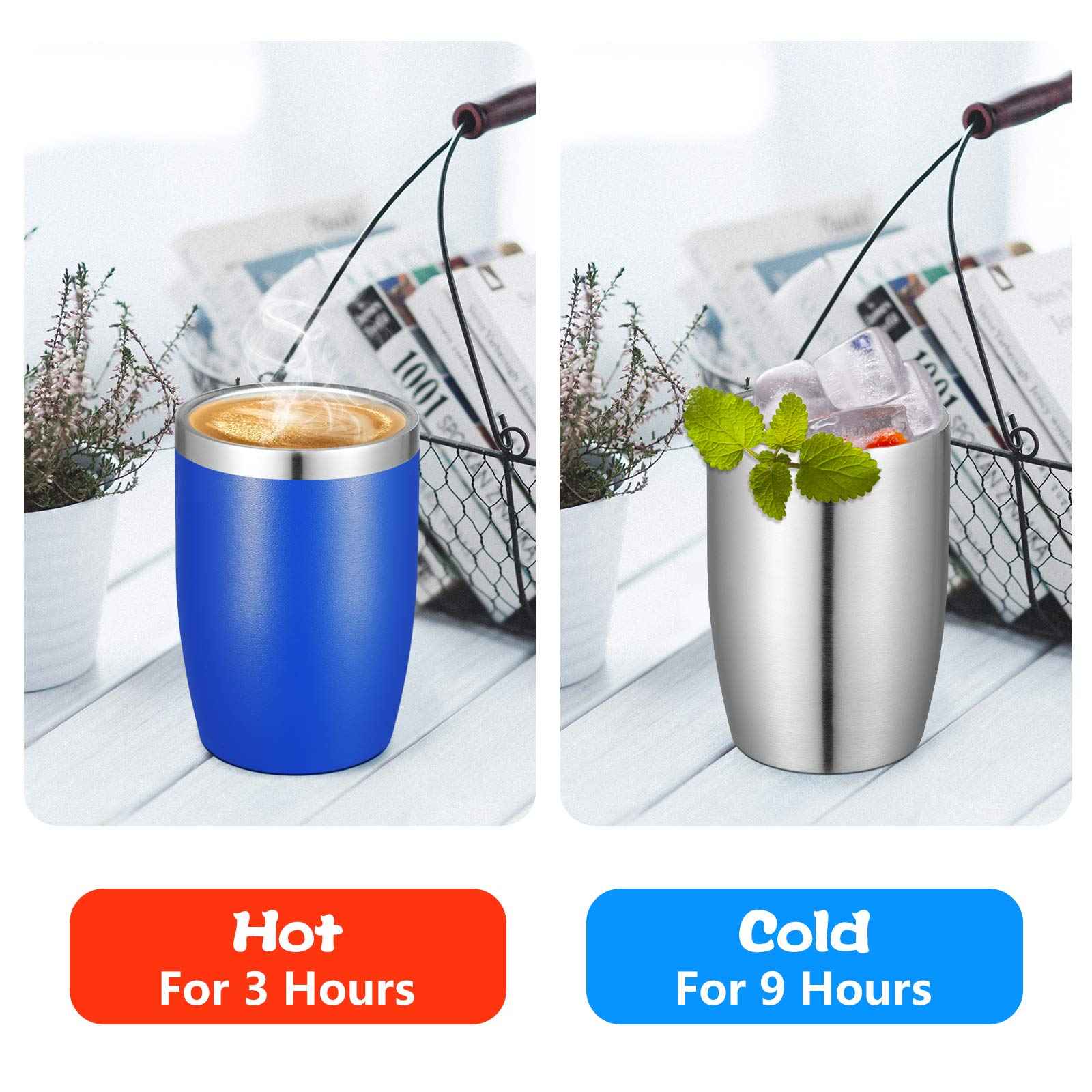 VEGOND Stainless Steel 12 oz Tumblers bulk Vacuum Insulated Double Wall Travel Tumbler with Lid and Straw Reusable Tumbler,Stainless 12 pack