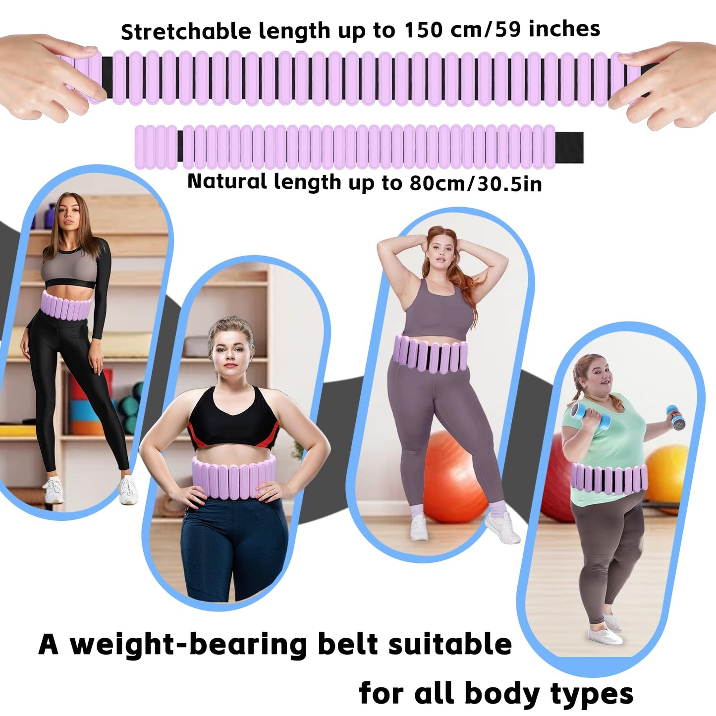 BBK Up to 5 LBS Adjustable Weighted Belt For Women and Men, Weighted Walking Exercise Belt for Gym, Strength Training, Wrist & Ankle (Pink)