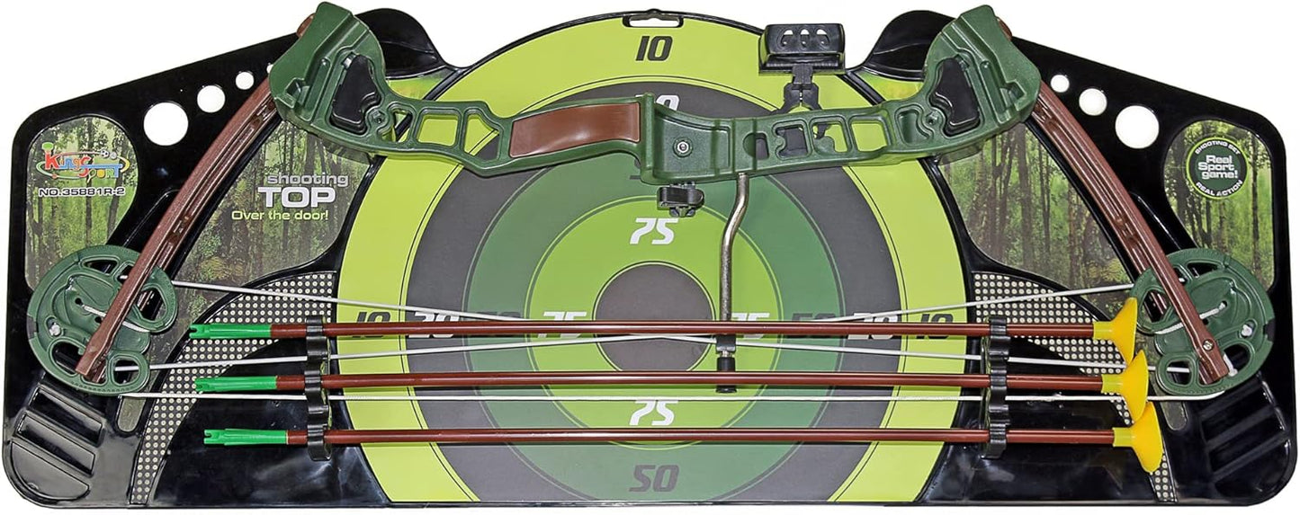 Archery Compound Bow and Arrow Training Set - 3 Target-Tip Arrows & Large Target Board for Skill Development