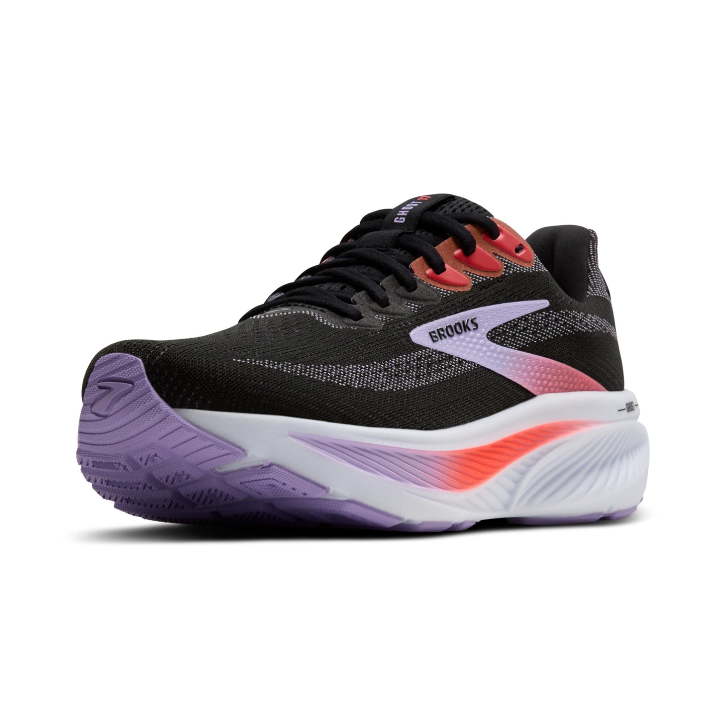 Brooks Women’s Ghost 17 Neutral Running Shoe - Black/Purple/Coral - 6 Medium