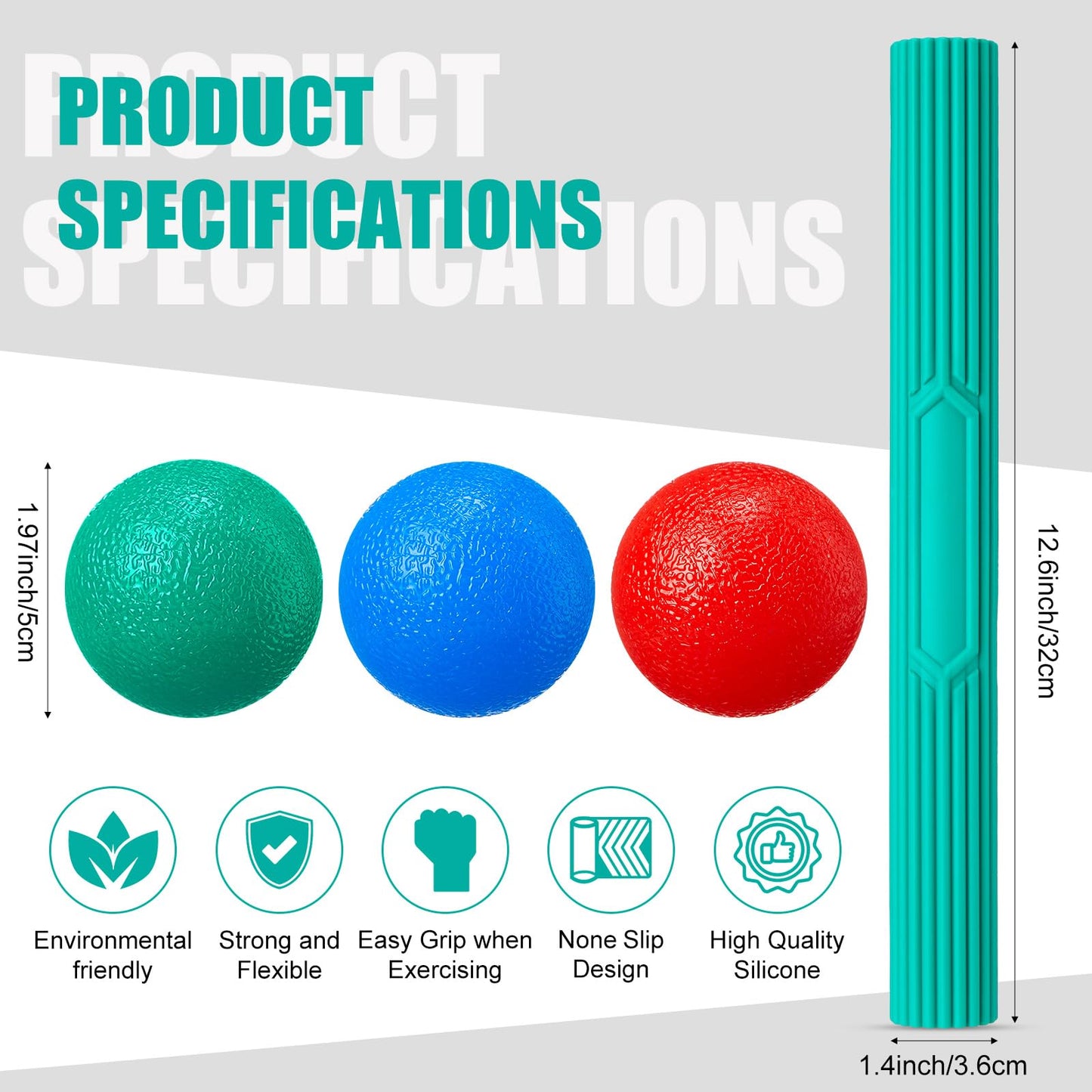 Silipull 3 Pcs Twist Hand Exerciser Bars With 3 Hand Exercise Balls Fitness Resistance Bars for Physical Therapy Flexible Elbow Stress Balls Relieve Tendonitis Pain and Improve Grip Strength