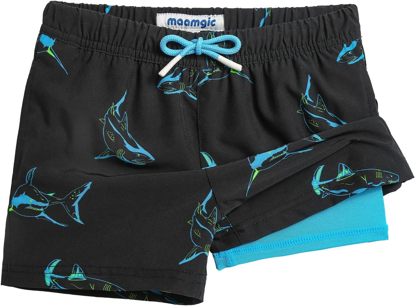 Boys Swim Trunks with Compression Liner - Toddler Stretch Swim Shorts for Comfort & Performance