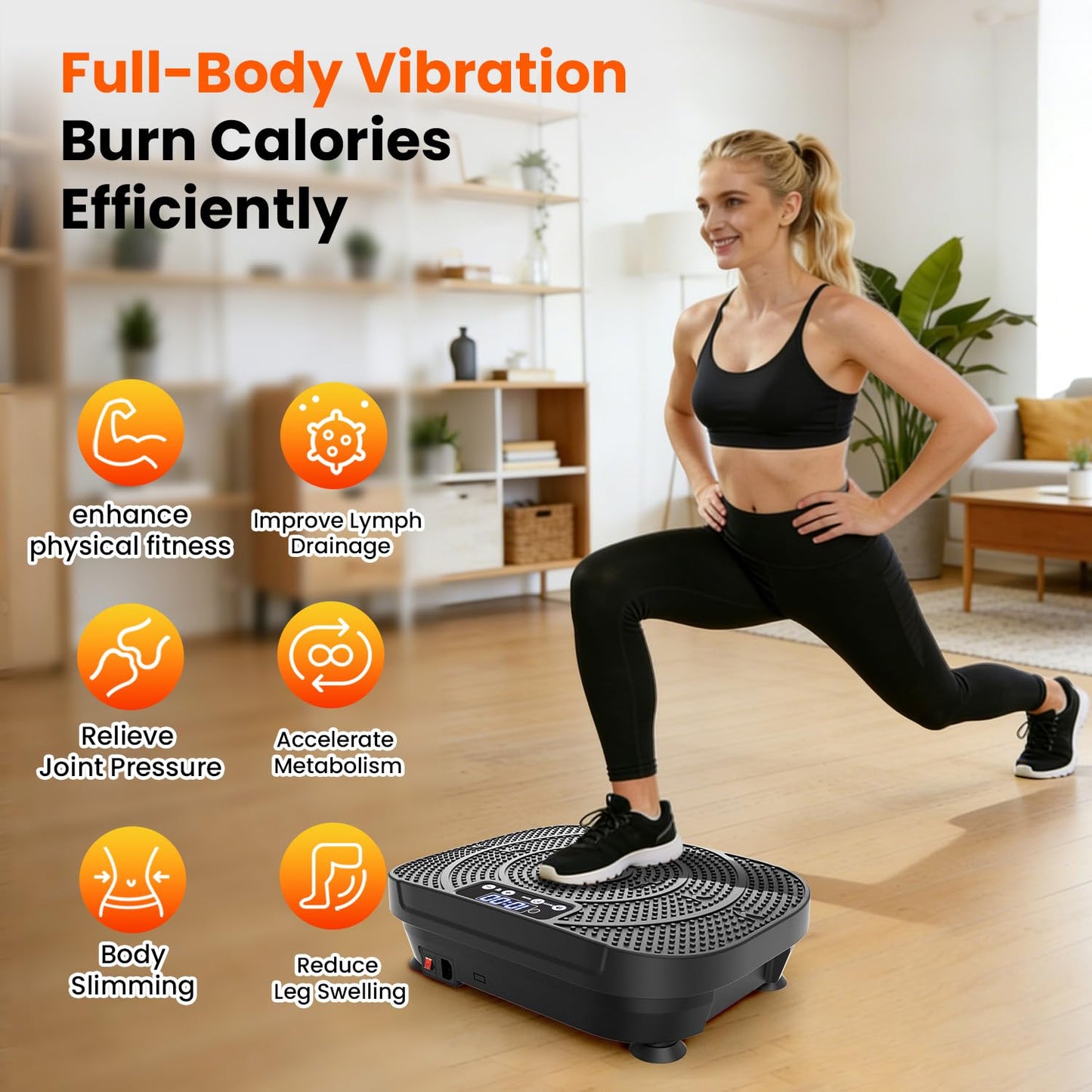 AXV Vibration Plate Fitness Platform Exercise Machine Vibrating Shaking Full Body Shaker Workout Vibrate Stand Shake Board Sport for Weight Loss Fat Burner for Gym Home Office