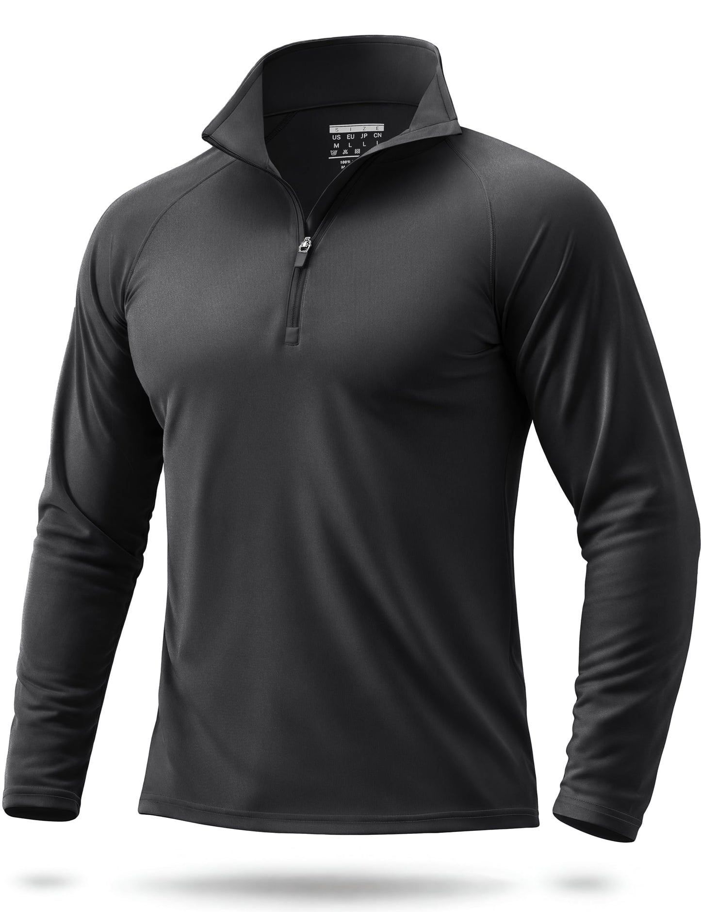 Boladeci Men's UPF 50+ Sun Shirts 1/4 Zip Long Sleeve SPF UV Protection Lightweight Quick Dry Quarter Zip Golf Shirts Black