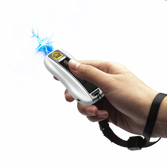 Rechargeable Stun Guns Self-Defense with LED Flashlight,Rechargeable Stun Gun for Woman (White)