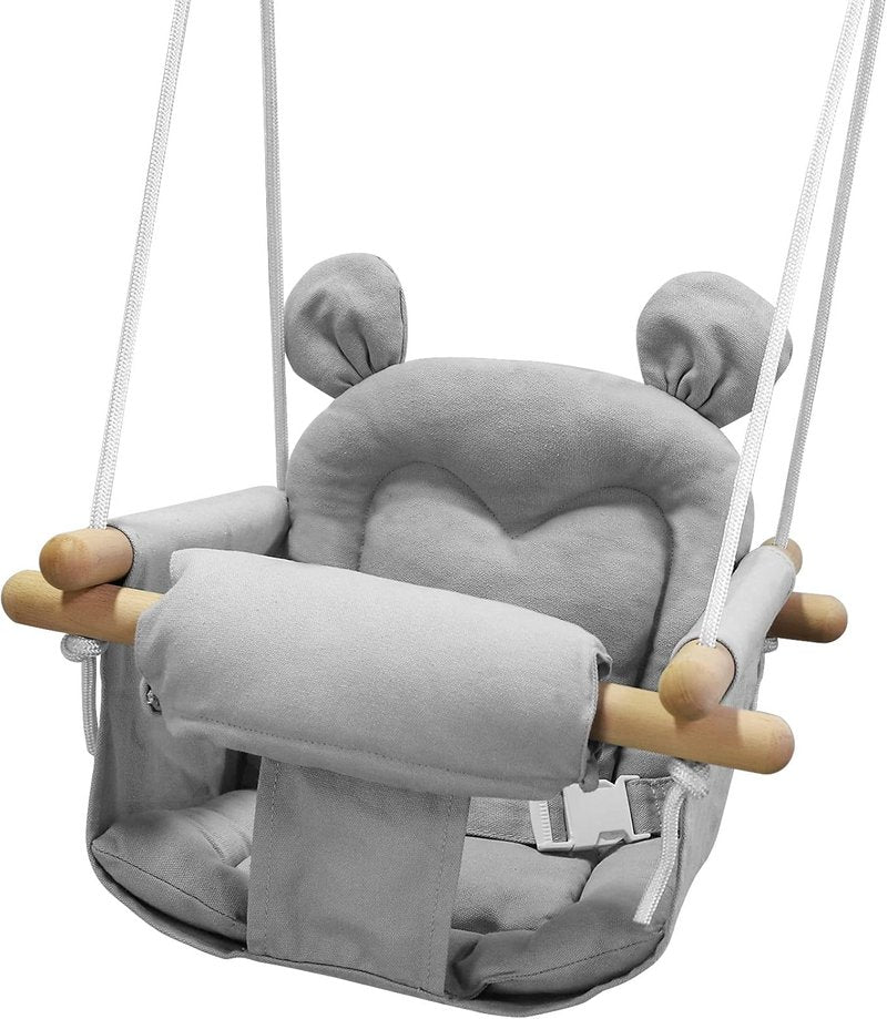 Baby Swing - Canvas Infant Swing for Indoor & Outdoor Use | Secure Wooden Hanging Seat for Toddlers