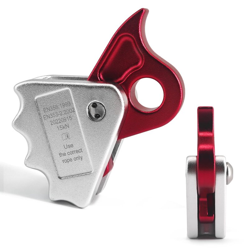 NewDoar Rope Grab Ascender 15KN Riser Adjuster Fits 12mm Rope for Rocking Climbing Protection Rescue(Red)