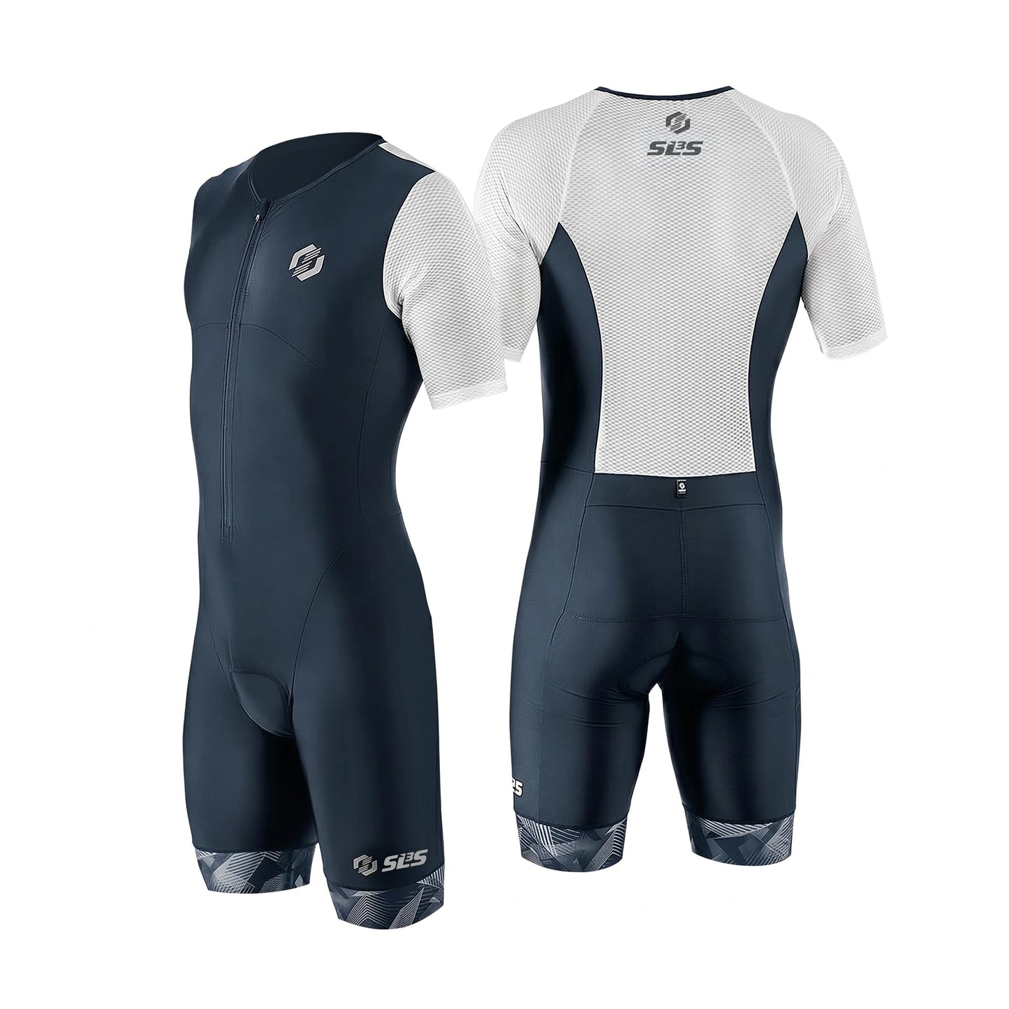 SLS3 Triathlon Suits Mens - Aerodynamic Sleeved Tri Suit Men – Lightweight Trisuit with Premium FX Fabrics - 2 Pockets (Monochrome, Small)