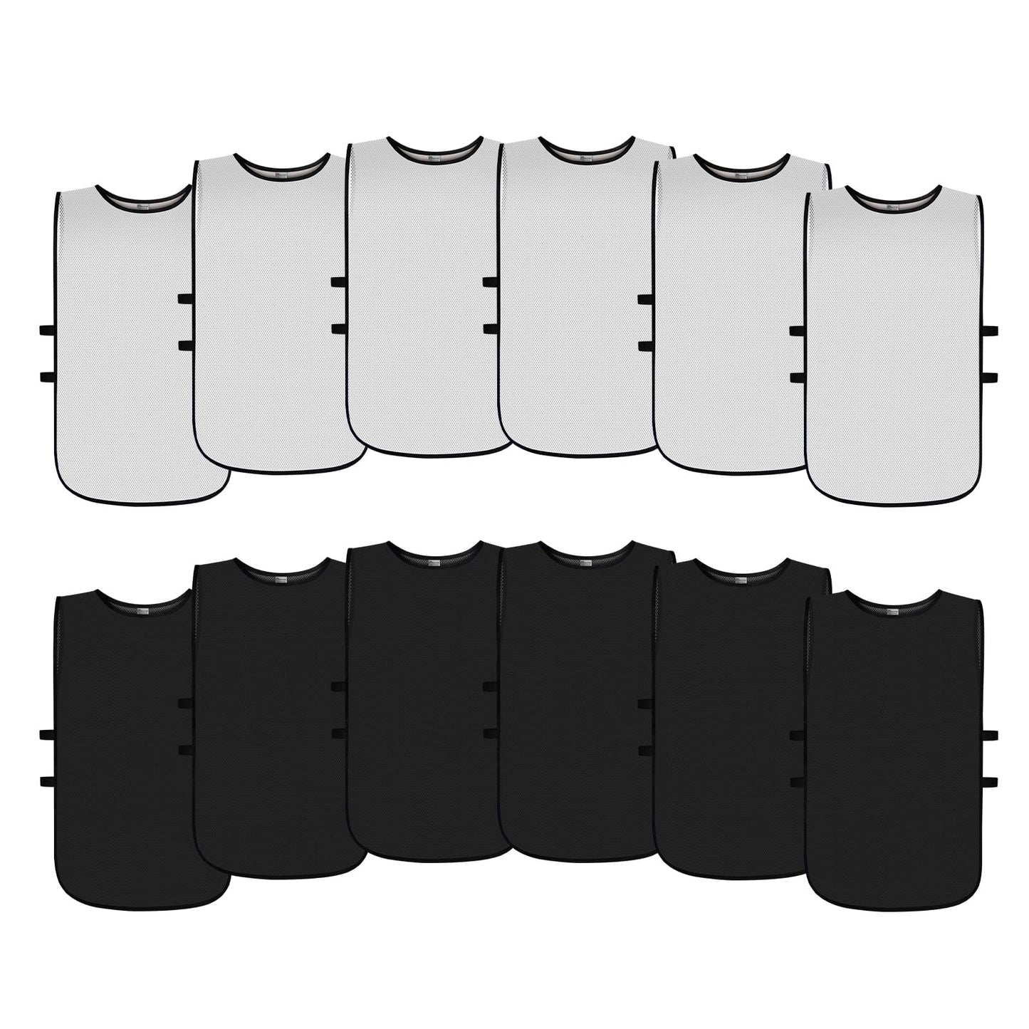 Graunton Pinnies Scrimmage Team Practice Vests Jerseys for Youth Teen & Adult for Sports Basketball, Soccer, Football, Breathable(12 Jerseys), X-Large, 6 White + 6 Black