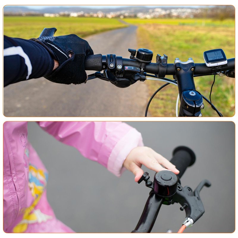 HARFINGTON 2pcs Bike Bell Mini Bicycle Bell with Loud Crisp Clear Sound Bike Ring Bell Aluminum Bike Accessories for Road Adults Children Mountain Bike, Black Red