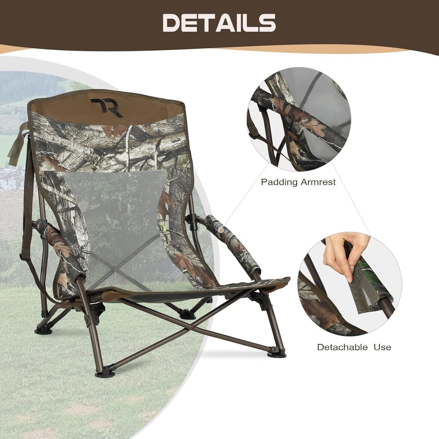 Lightweight Low Camping Chair - Heavy Duty Lawn Chair with Carry Bag for Concerts & Outdoor Travel | Perfect for Turkey Hunting