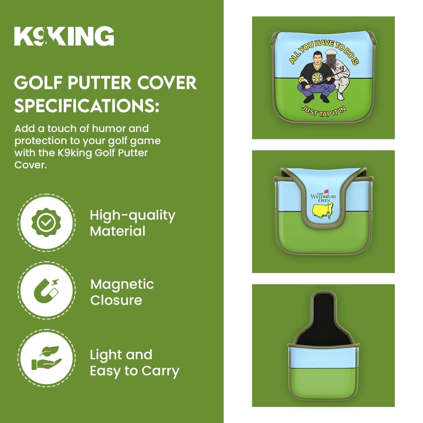 Golf Putter Cover, Protective Golf Club Covers and Mallet Putter Headcover for Odyssey, Magnetic Closure Golf Blade Putter Cover (Tap Tap TapaRoo Putt Cover)