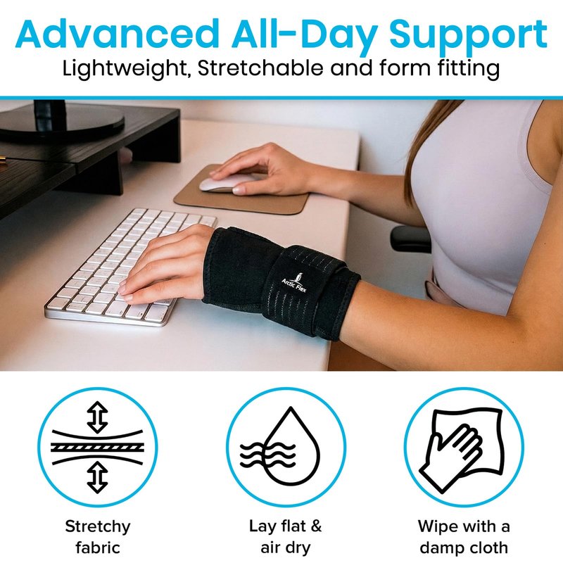 Arctic Flex Wrist & Thumb Ice Pack Wrap - Extra Strength Hot & Cold Therapy - Reusable Hand Freeze Sleeve - for Arthritis, Carpal Tunnel, Surgery, & Pain Relief (Fits Left & Right)
