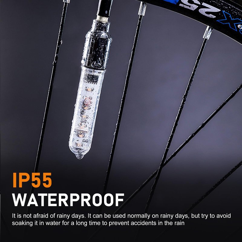 Arwrilt 2 PCS Led Bike Wheel Lights, Waterproof Bike Spoke Lights, Multi-Patterned Change Neon Flashing Lamp Bicycle Tire Valve Stem Light (Multicolored)