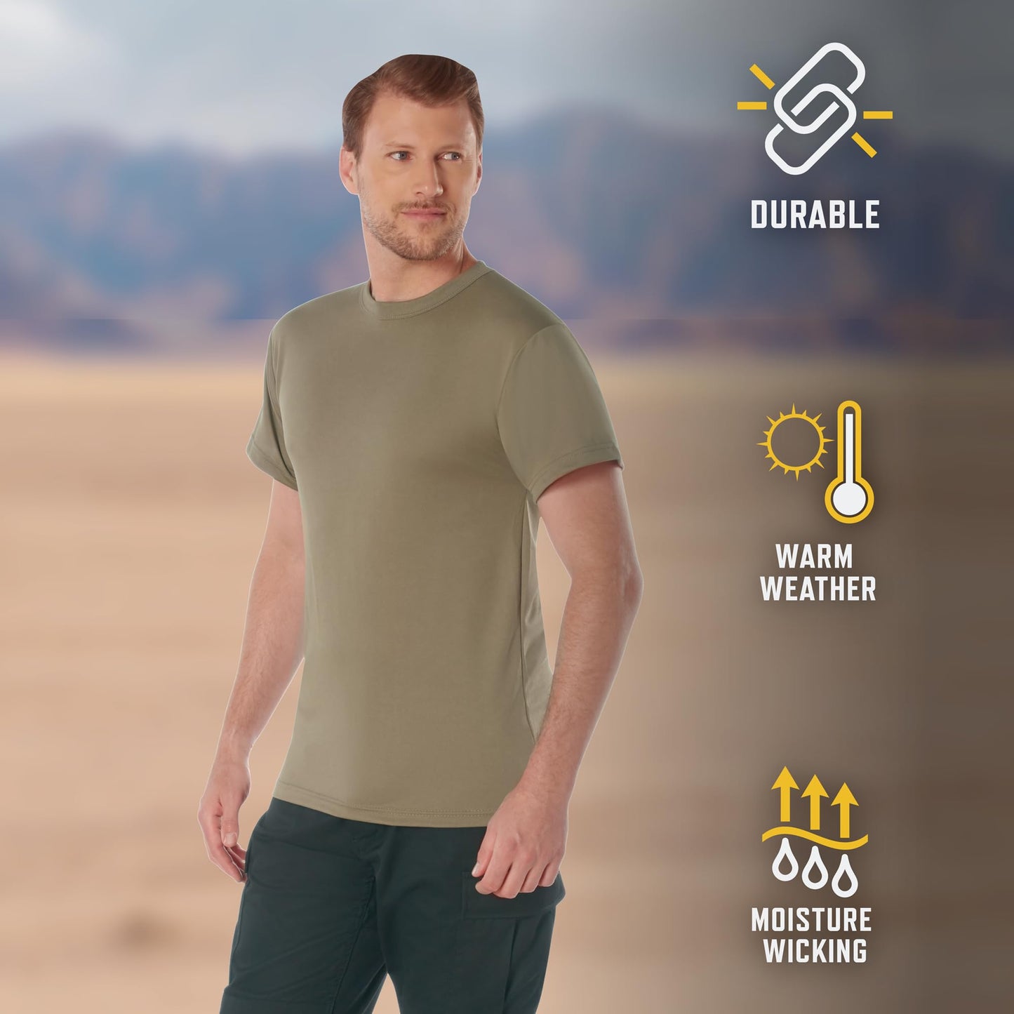 Rothco Quick Dry Moisture Wicking T-Shirt – Performance Gym Workout Tee Shirt, Desert Tan, 2XL
