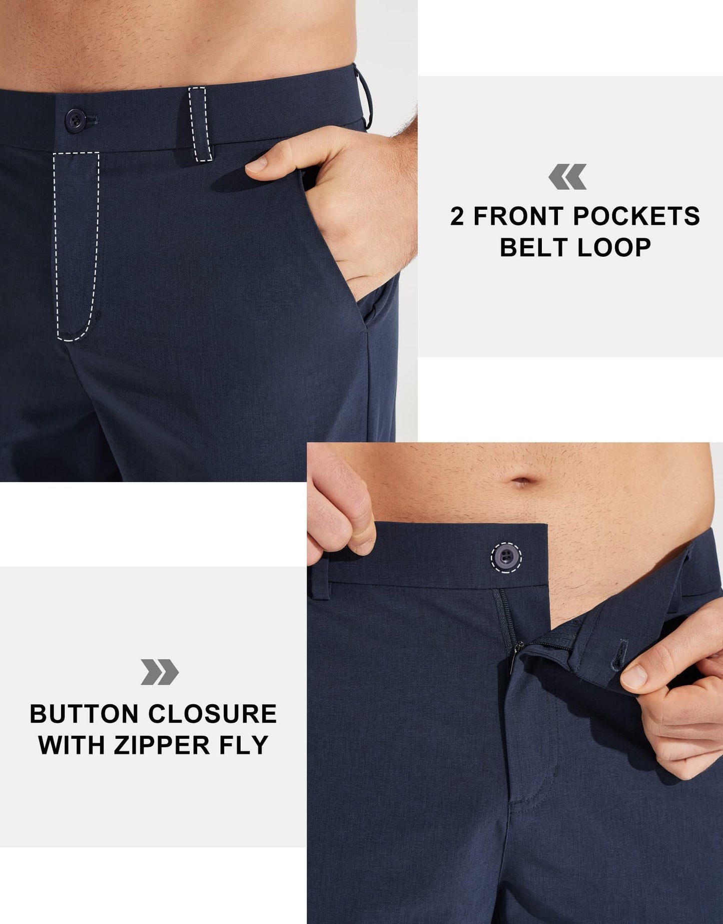 Libin Men's All Day Comfy Golf Pants Work Dress Pants 34" Quick Dry Lightweight Business Casual Trousers for Men with Pockets, Navy Blue, 32W x 34L